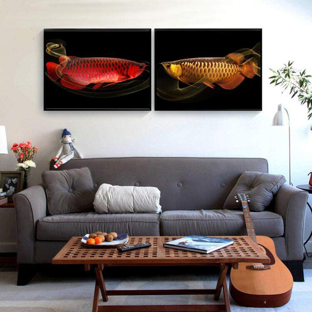 Amazon.co.jp: ゴールデンレッドアロワナ魚キャンバス壁アートパネル